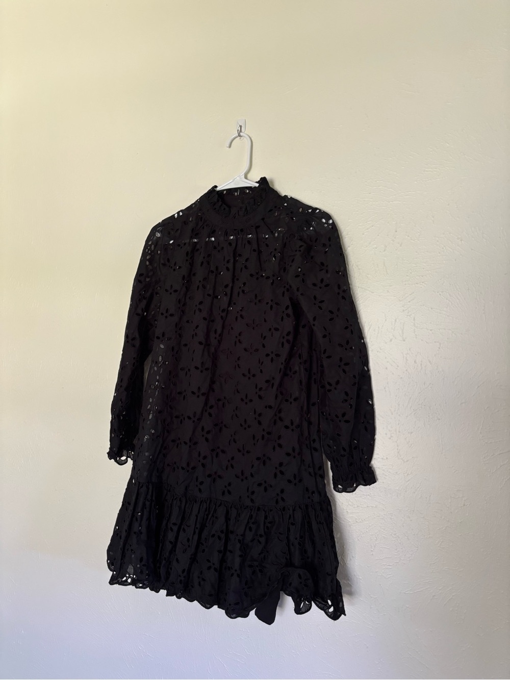 NWT J. CREW COLLECTION $198 BLACK RUFFLE NECK LACE DRESS SZ XS EXTRA SMALL‎ - Picture 7 of 10